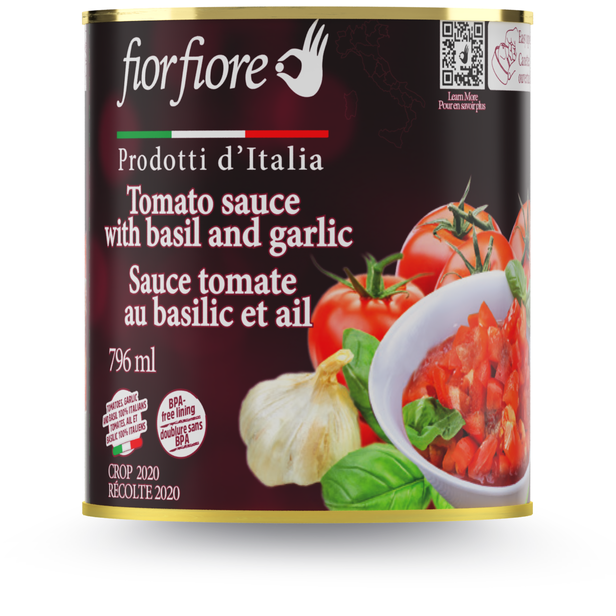 Tomato sauce with basil and garlic
