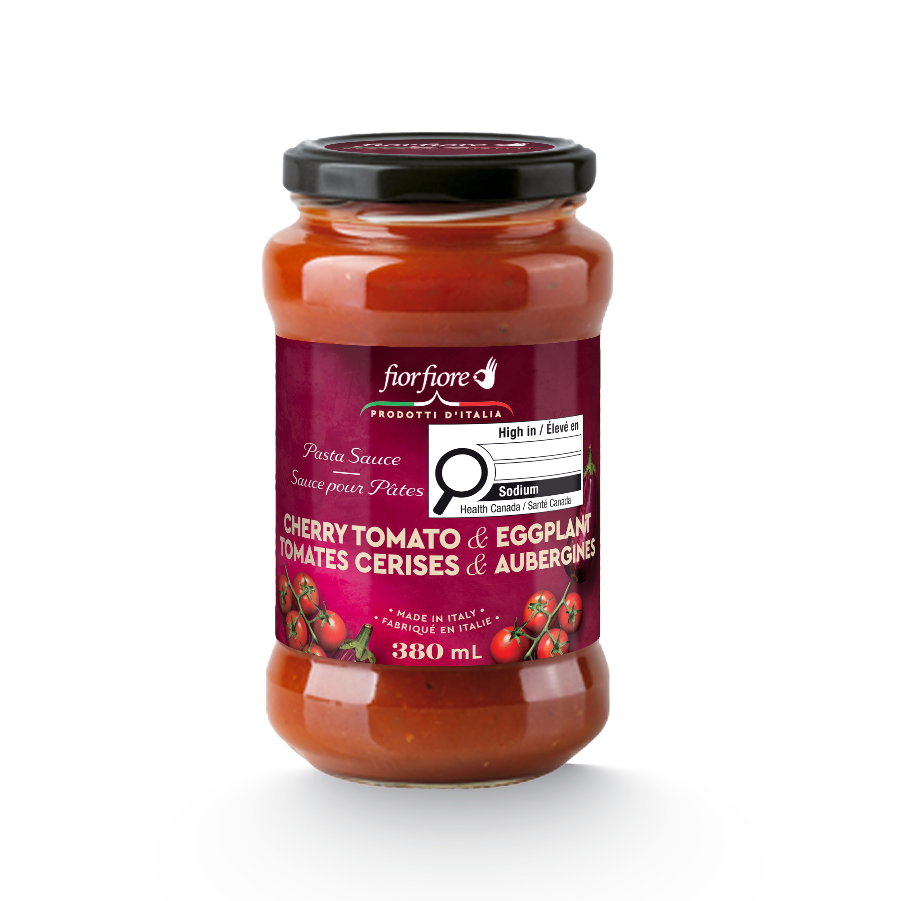 La sauce tomate et aubergine aux tomates cerises